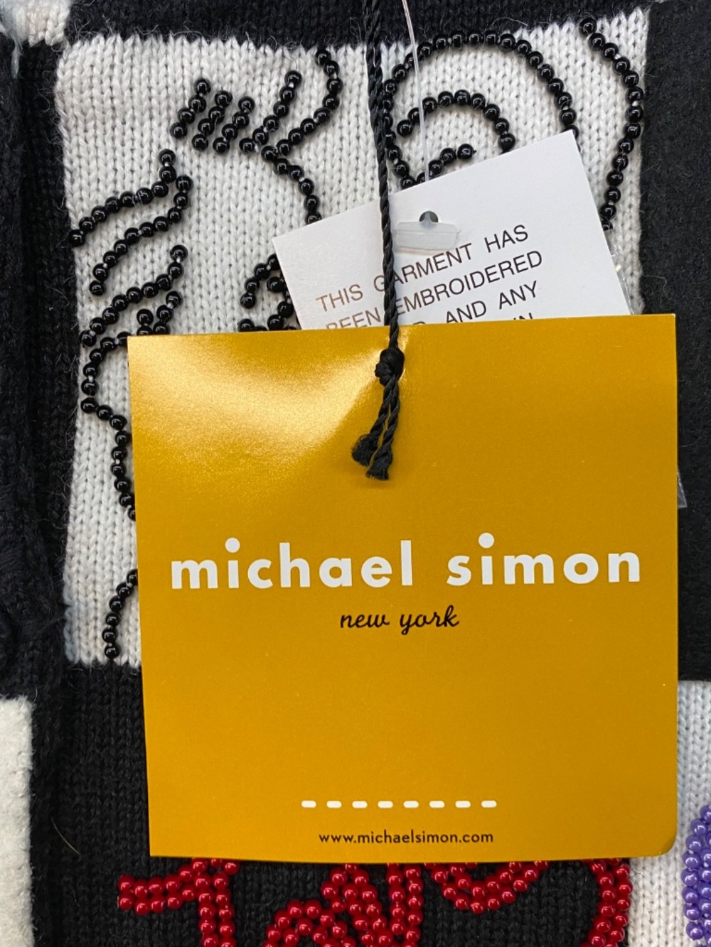 NEW! Vintage Michael Simon Cardigan S • LOVE Beaded Embroidered • Art - Picture 7 of 11